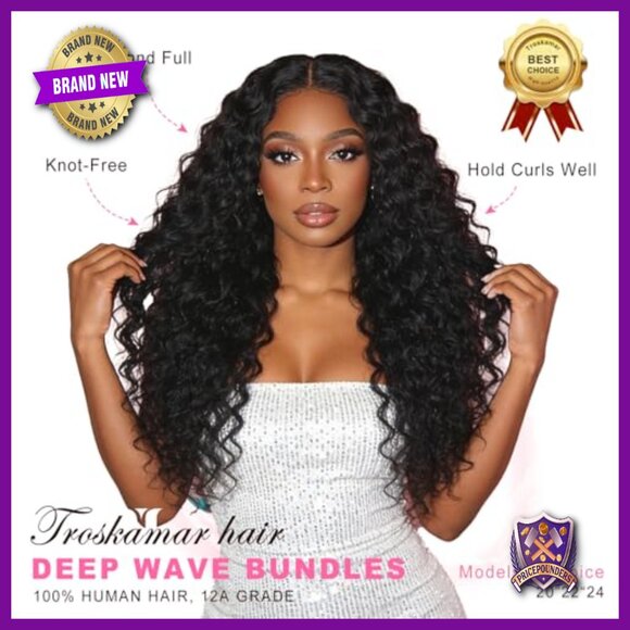 Deep Wave Human Hair Bundles 18 20 22 Inch 100% Virgin Indian Hair